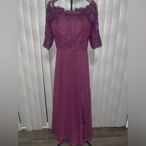 Elegant Purple Lace Wedding Dress